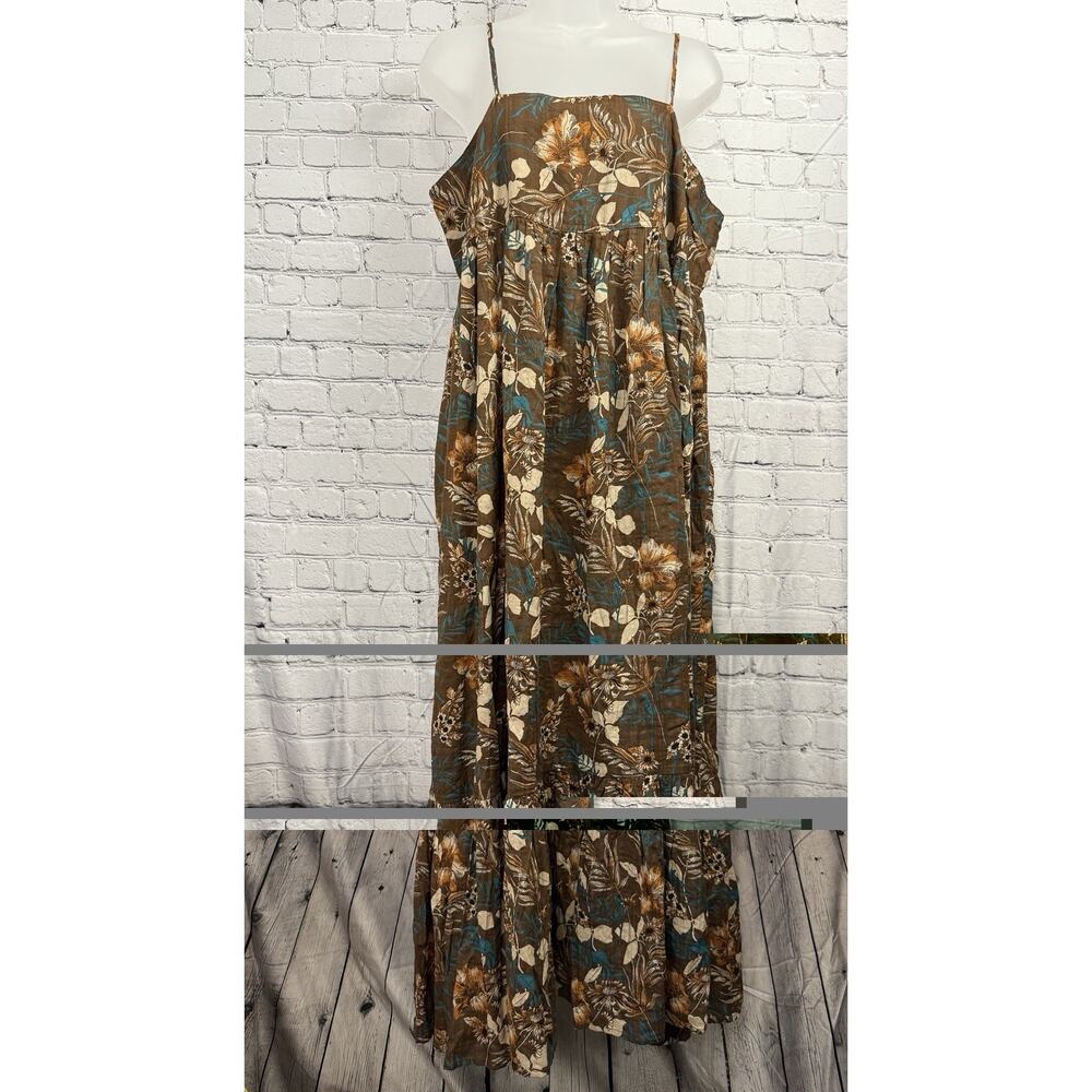 Natural Life Nina Midi Size Large Sleeveless Brown Floral Dress - Picture 1 of 8